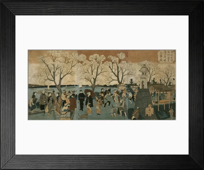 Framed Print : Cherry blossoms in full bloom along Sumida River. (Bokusui tsutsumi hanazakari no zu) by Hiroshige, Utagawa (1797-1858) Framed Print : Cherry blossoms in full bloom along Sumida River. (Bokusui tsutsumi hanazakari no zu) by Hiroshige, Utagawa (1797-1858)