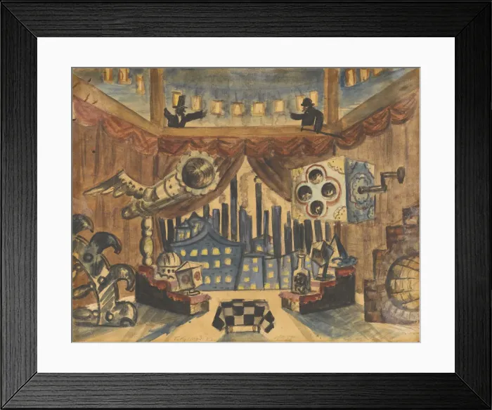 Framed Print : England. Stage design for the theatre play The flea by E. Zamyatin. Artist: Kustodiev, Boris Michaylovich (1878-1927) Framed Print : England. Stage design for the theatre play The flea by E. Zamyatin. Artist: Kustodiev, Boris Michaylovich (1878-1927)