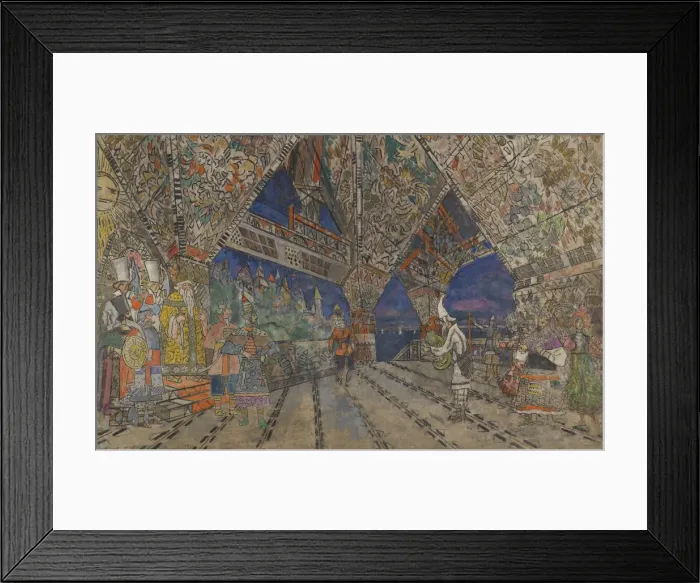 Framed Print : Stage design for the opera The Golden Cockerel by N. Rimsky-Korsakov. Artist: Korovin, Konstantin Alexeyevich (1861-1939) Framed Print : Stage design for the opera The Golden Cockerel by N. Rimsky-Korsakov. Artist: Korovin, Konstantin Alexeyevich (1861-1939)