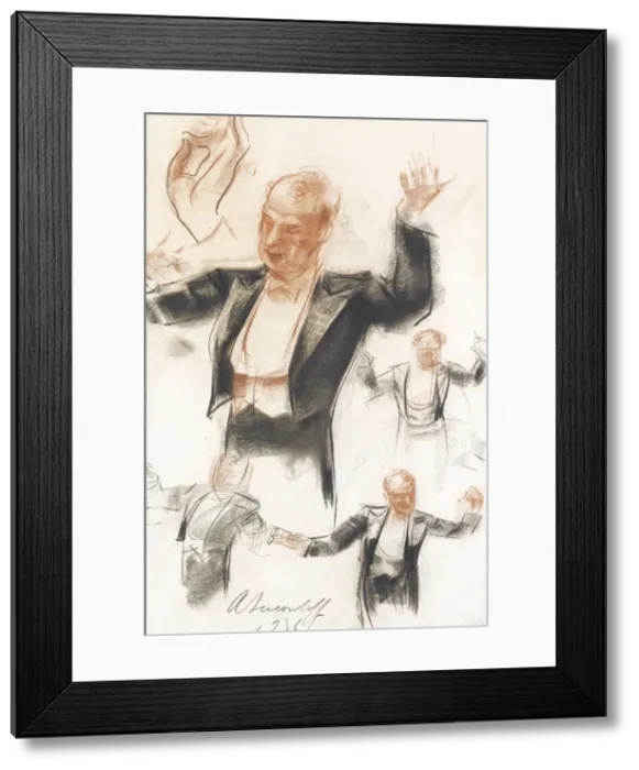 Framed Print : Serge Koussevitzky conducting. Artist: Yakovlev, Alexander Yevgenyevich (1887-1938) Framed Print : Serge Koussevitzky conducting. Artist: Yakovlev, Alexander Yevgenyevich (1887-1938)