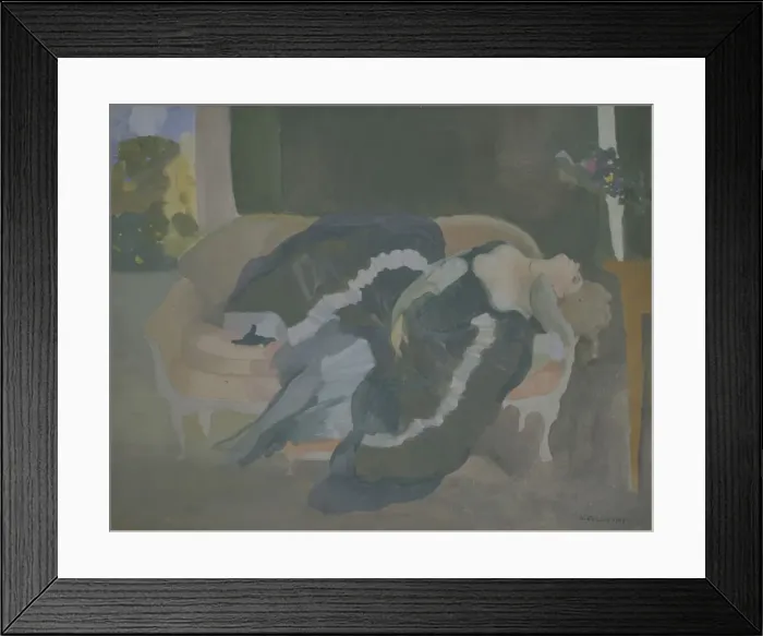 Framed Print : Sleeping Young Woman. Artist: Somov, Konstantin Andreyevich (1869-1939) Framed Print : Sleeping Young Woman. Artist: Somov, Konstantin Andreyevich (1869-1939)