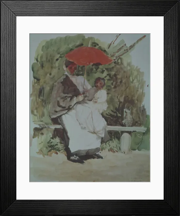 Framed Print : Nurse with a child. Artist: Somov, Konstantin Andreyevich (1869-1939) Framed Print : Nurse with a child. Artist: Somov, Konstantin Andreyevich (1869-1939)