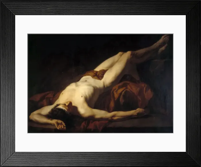 Framed Print : Male Nude (Hector). Artist: David, Jacques Louis (1748-1825) Framed Print : Male Nude (Hector). Artist: David, Jacques Louis (1748-1825)