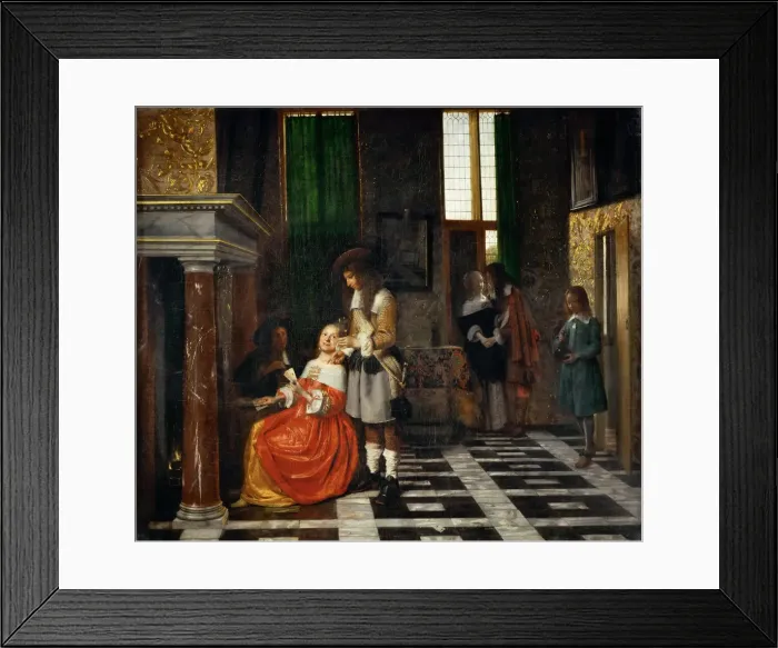 Framed Print : Card Players in an Opulent Interior. Artist: Hooch, Pieter, de (1629-1684) Framed Print : Card Players in an Opulent Interior. Artist: Hooch, Pieter, de (1629-1684)