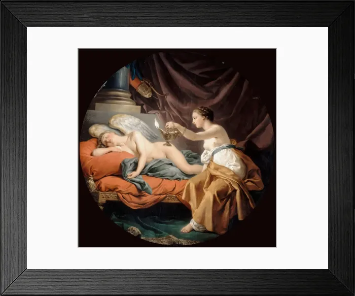 Framed Print : Psyche Surprising Sleeping Cupid. Artist: Lagrenee, Louis-Jean-Francois (1725-1805) Framed Print : Psyche Surprising Sleeping Cupid. Artist: Lagrenee, Louis-Jean-Francois (1725-1805)