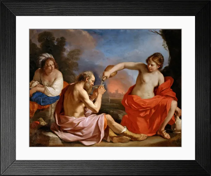 Framed Print : Lot and His Daughters. Artist: Guercino (1591-1666) Framed Print : Lot and His Daughters. Artist: Guercino (1591-1666)