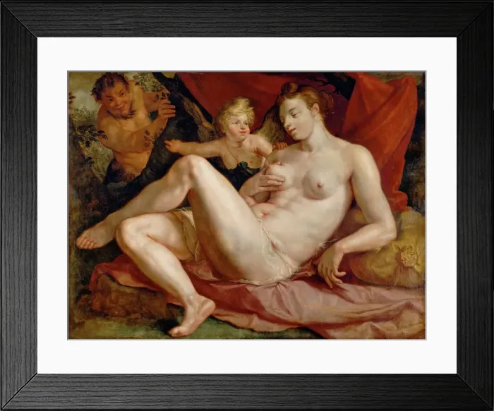 Framed Print : Jupiter and Antiope. Artist: Goltzius, Hendrick (1558-1617) Framed Print : Jupiter and Antiope. Artist: Goltzius, Hendrick (1558-1617)