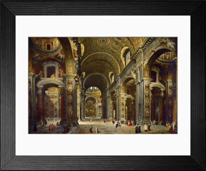 Framed Print : Cardinal Melchior de Polignac Visiting the Basilica of Saint Peter in Rome. Artist: Panini, Giovanni Paolo (1691-1765) Framed Print : Cardinal Melchior de Polignac Visiting the Basilica of Saint Peter in Rome. Artist: Panini, Giovanni Paolo (1691-1765)