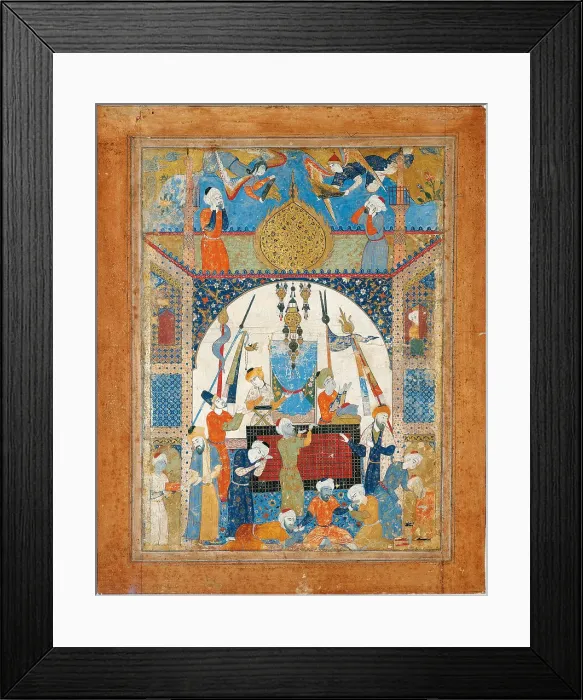 Framed Print : Scene From a Mausoleum. Artist: Iranian master Framed Print : Scene From a Mausoleum. Artist: Iranian master