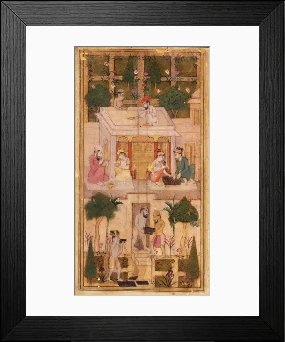 Framed Print : Making Books in a Garden. Artist: Indian Art Framed Print : Making Books in a Garden. Artist: Indian Art