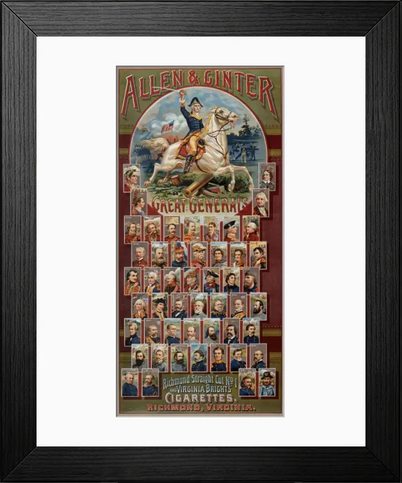 Framed Print : The Great Generals series for Allen & Ginter Cigarettes Brands, 1885. Artist: Harris, George S. (1823-1891) Framed Print : The Great Generals series for Allen & Ginter Cigarettes Brands, 1885. Artist: Harris, George S. (1823-1891)