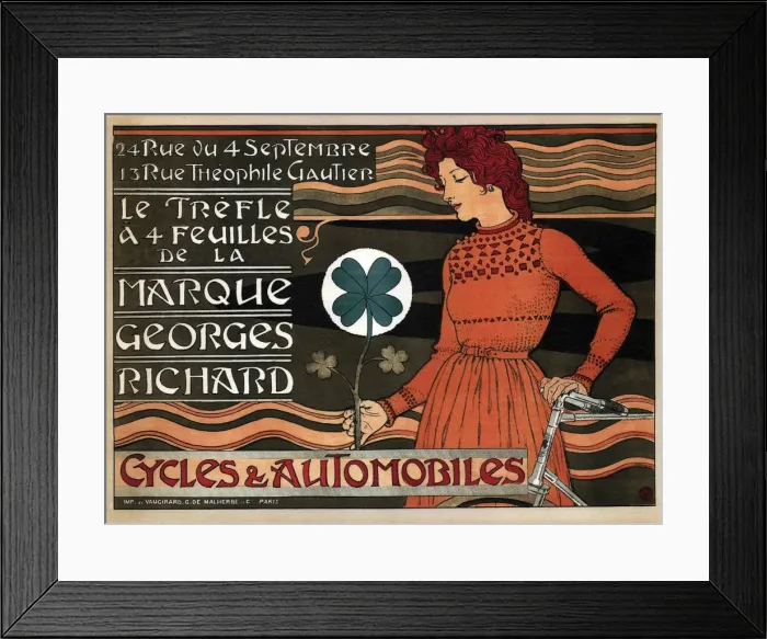 Framed Print : Cycles and cars Georges Richard, 1899. Artist: Grasset, Eugene (1841-1917) Framed Print : Cycles and cars Georges Richard, 1899. Artist: Grasset, Eugene (1841-1917)