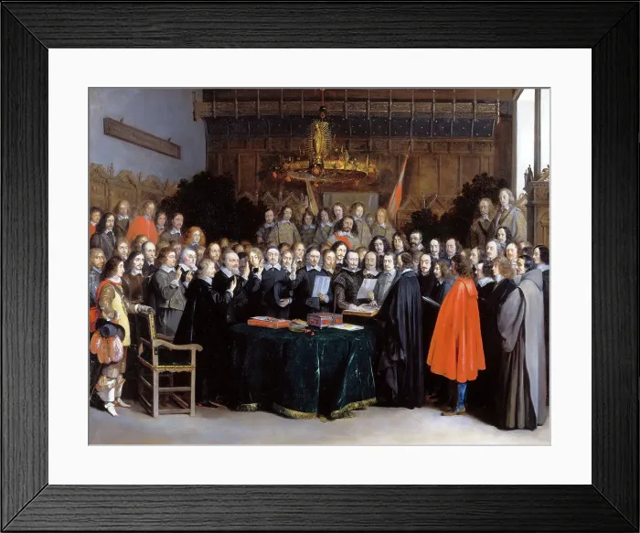 Framed Print : The Ratification of the Treaty of Munster, 15 May 1648, 1648. Artist: Ter Borch, Gerard, the Younger (1617-1681) Framed Print : The Ratification of the Treaty of Munster, 15 May 1648, 1648. Artist: Ter Borch, Gerard, the Younger (1617-1681)