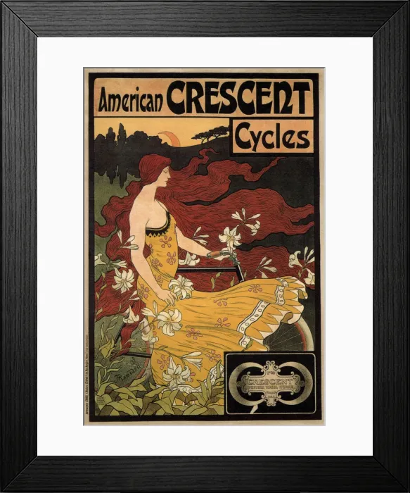 Framed Print : Crescent Cycles, 1899. Artist: Ramsdell, Frederick Winthrop (1865-1915) Framed Print : Crescent Cycles, 1899. Artist: Ramsdell, Frederick Winthrop (1865-1915)