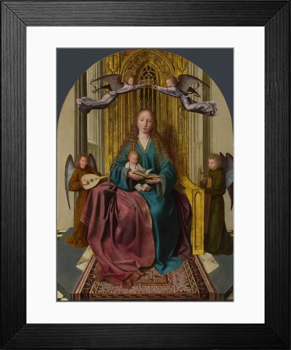Framed Print : The Virgin and Child Enthroned, with Four Angels, c. 1495. Artist: Massys, Quentin (1466?1530) Framed Print : The Virgin and Child Enthroned, with Four Angels, c. 1495. Artist: Massys, Quentin (1466?1530)