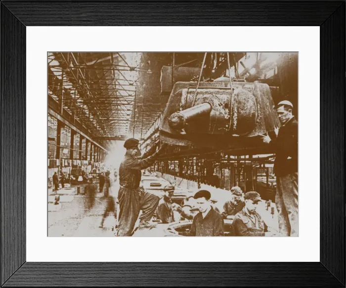 Framed Print : Construction of the T-34 tanks at the Kirov factory in Chelyabinsk Artist: Anonymous Framed Print : Construction of the T-34 tanks at the Kirov factory in Chelyabinsk Artist: Anonymous