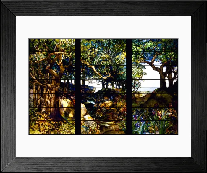 Framed Print : A Wooded Landscape in Three Panels, c. 1905. Artist: Tiffany, Louis Comfort (1848-1933) Framed Print : A Wooded Landscape in Three Panels, c. 1905. Artist: Tiffany, Louis Comfort (1848-1933)