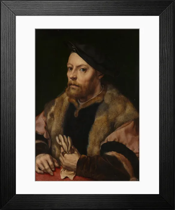 Framed Print : A Man holding a Glove, ca 1532. Artist: Gossaert, Jan (ca. 1478-1532) Framed Print : A Man holding a Glove, ca 1532. Artist: Gossaert, Jan (ca. 1478-1532)