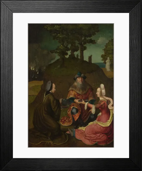 Framed Print : Lots Daughters make their Father drink Wine, 1508-1512. Artist: Leyden, Lucas van, (Circle) Framed Print : Lots Daughters make their Father drink Wine, 1508-1512. Artist: Leyden, Lucas van, (Circle)