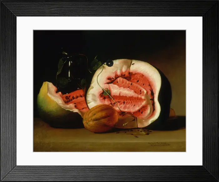 Framed Print : Melons and Morning Glories, 1813. Artist: Peale, Raphaelle (1774-1825) Framed Print : Melons and Morning Glories, 1813. Artist: Peale, Raphaelle (1774-1825)