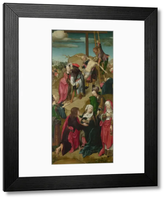 Framed Print : The Deposition (Triptych: Scenes from the Passion of Christ, right panel), c. 1510. Artist: Master of Delft (active Early 16th cen. ) Framed Print : The Deposition (Triptych: Scenes from the Passion of Christ, right panel), c. 1510. Artist: Master of Delft (active Early 16th cen. )