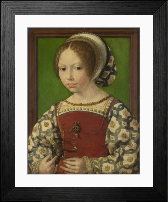 Framed Print : Portrait of Princess Dorothea of Denmark (1520-1580), ca 1530. Artist: Gossaert, Jan (ca. 1478-1532)