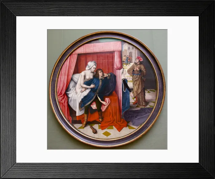 Framed Print : Joseph and Potiphars Wife, Early16th cen Artist: Master of the Joseph Legend (active c. 1500) Framed Print : Joseph and Potiphars Wife, Early16th cen Artist: Master of the Joseph Legend (active c. 1500)