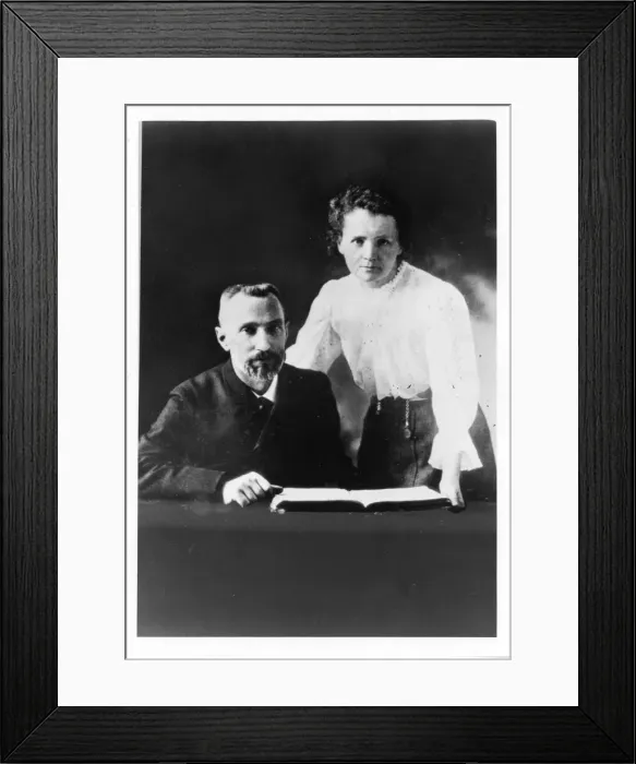 Framed Print : Pierre Curie (1859-1906) and Marie Sklodowska Curie (1867-1934) Artist: Anonymous Framed Print : Pierre Curie (1859-1906) and Marie Sklodowska Curie (1867-1934) Artist: Anonymous