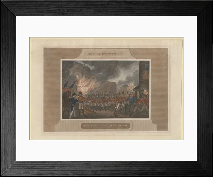 Framed Print : Capture and Burning of the city of Washington, 1815. Artist: Anonymous Framed Print : Capture and Burning of the city of Washington, 1815. Artist: Anonymous