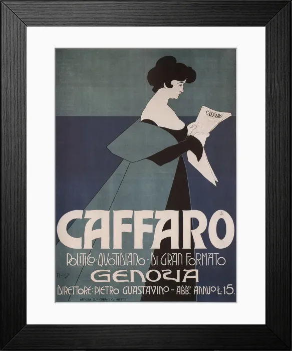 Framed Print : Caffaro Genoa Newspaper, 1901. Artist: Laskowski (Laskoff), Francois (Franz) (1869-1918) Framed Print : Caffaro Genoa Newspaper, 1901. Artist: Laskowski (Laskoff), Francois (Franz) (1869-1918)