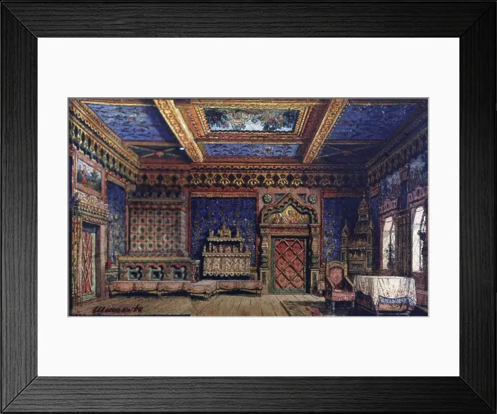 Framed Print : Stage design for the theatre play Death of Ivan the Terrible by A. Tolstoy. Artist: Shishkov, Matvei Andreyevich (1832-1897) Framed Print : Stage design for the theatre play Death of Ivan the Terrible by A. Tolstoy. Artist: Shishkov, Matvei Andreyevich (1832-1897)