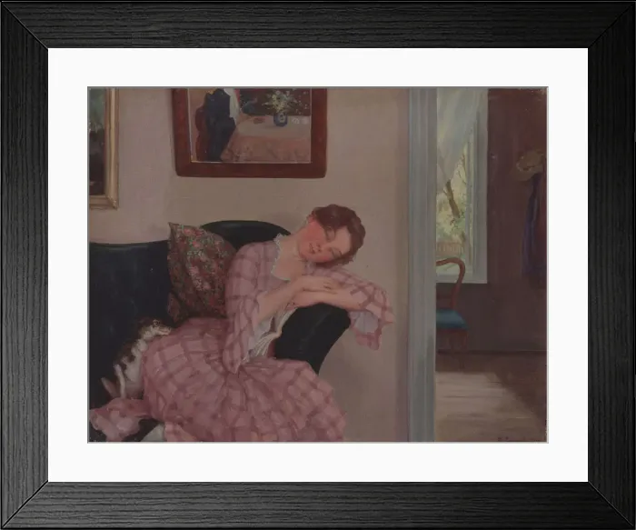 Framed Print : A sleeping Lady in Pink. Artist: Somov, Konstantin Andreyevich (1869-1939) Framed Print : A sleeping Lady in Pink. Artist: Somov, Konstantin Andreyevich (1869-1939)