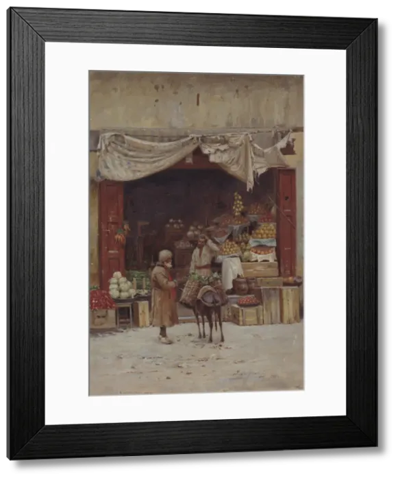 Framed Print : Fruit shop. Artist: Sommer, Richard Karl (1866-1939) Framed Print : Fruit shop. Artist: Sommer, Richard Karl (1866-1939)