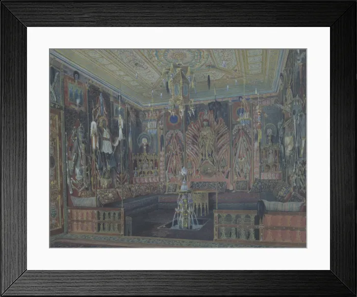Framed Print : The Asiatic (Turkish) room in the Great Palais in Tsarskoye Selo. Artist: Premazzi, Ludwig (Luigi) (1814-1891) Framed Print : The Asiatic (Turkish) room in the Great Palais in Tsarskoye Selo. Artist: Premazzi, Ludwig (Luigi) (1814-1891)