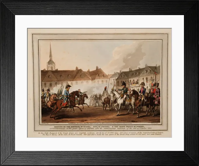 Framed Print : The Meeting of the Emperors of Russia und Austria, King of Prussia and Crown Prince of Sweden in Lei Artist: Heath, William (1795-1840) Framed Print : The Meeting of the Emperors of Russia und Austria, King of Prussia and Crown Prince of Sweden in Lei Artist: Heath, William (1795-1840)