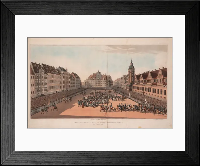 Framed Print : The Entry of the Allied Sovereigns into Leipzig on 19 October 1813. Artist: Anonymous, 19th century Framed Print : The Entry of the Allied Sovereigns into Leipzig on 19 October 1813. Artist: Anonymous, 19th century