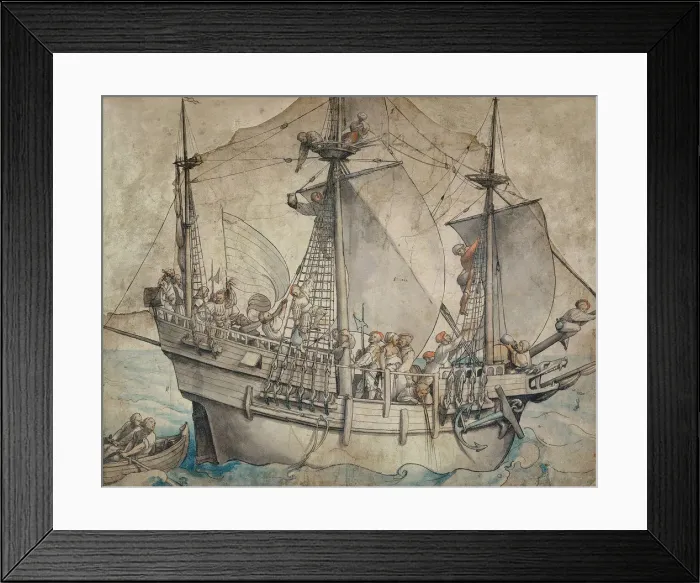 Framed Print : Ship with Revelling Sailors, Lansquenets and a Sutleress. Artist: Holbein, Hans, the Younger (1497-1543) Framed Print : Ship with Revelling Sailors, Lansquenets and a Sutleress. Artist: Holbein, Hans, the Younger (1497-1543)