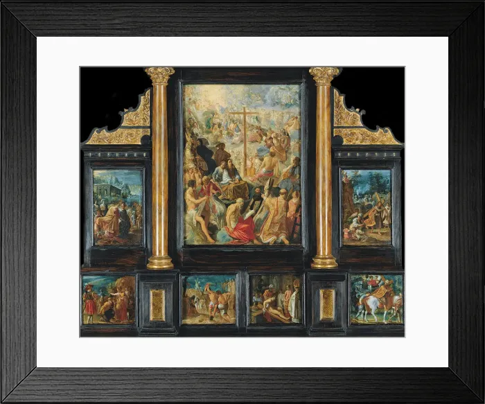 Framed Print : The Frankfurt Altarpiece of the Exaltation of the True Cross. Artist: Elsheimer, Adam (1578-1610) Framed Print : The Frankfurt Altarpiece of the Exaltation of the True Cross. Artist: Elsheimer, Adam (1578-1610)