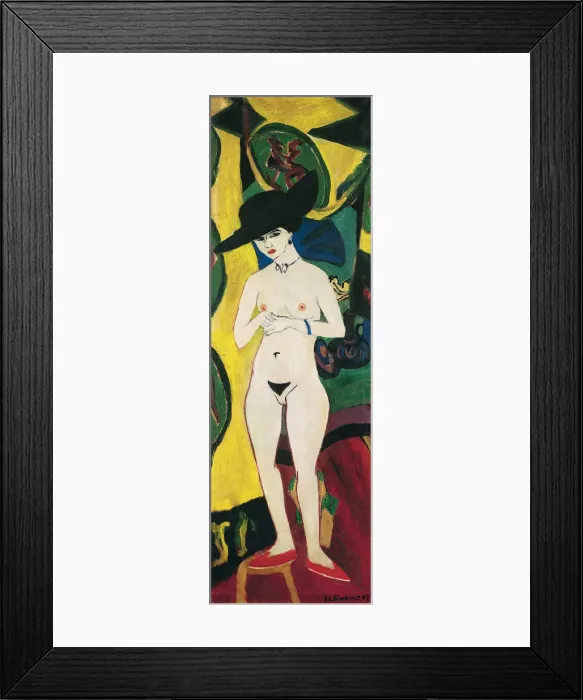Framed Print : Standing Nude with Hat. Artist: Kirchner, Ernst Ludwig (1880-1938) Framed Print : Standing Nude with Hat. Artist: Kirchner, Ernst Ludwig (1880-1938)