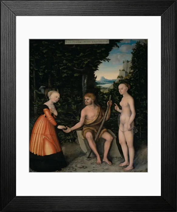 Framed Print : The Choice of Heracles (From The Labours of Hercules). Artist: Cranach, Lucas, the Elder (1472-1553)