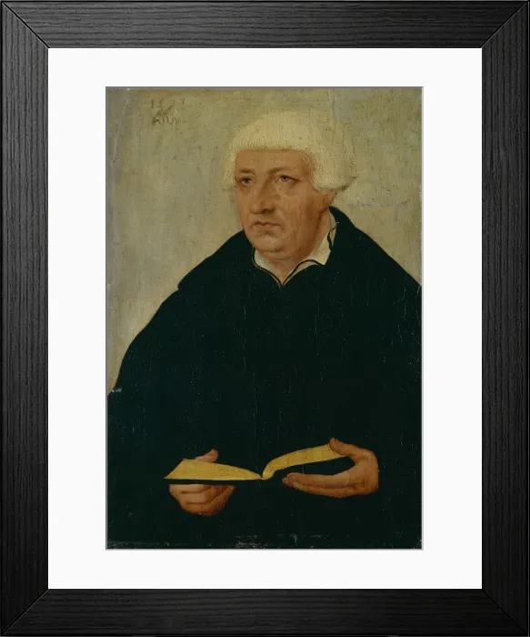 Framed Print : Portrait of Johannes Bugenhagen (1485-1558). Artist: Cranach, Lucas, the Elder (1472-1553) Framed Print : Portrait of Johannes Bugenhagen (1485-1558). Artist: Cranach, Lucas, the Elder (1472-1553)