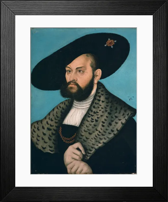 Framed Print : Portrait of Margrave Abrecht of Brandenburg-Ansbach, Duke of Prussia. Artist: Cranach, Lucas, the Elder (1472-1553) Framed Print : Portrait of Margrave Abrecht of Brandenburg-Ansbach, Duke of Prussia. Artist: Cranach, Lucas, the Elder (1472-1553)