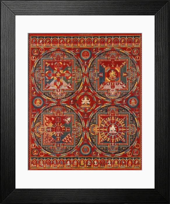 Framed Print : Sakya order. Four Mandalas of the Vajravali Series (Thangka). Artist: Tibetan culture Framed Print : Sakya order. Four Mandalas of the Vajravali Series (Thangka). Artist: Tibetan culture