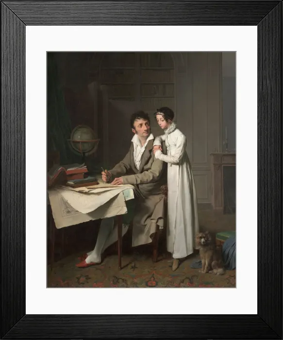 Framed Print : The Geography Lesson (Portrait of Monsieur Gaudry and His Daughter). Artist: Boilly, Louis-Leopold (1761-1845) Framed Print : The Geography Lesson (Portrait of Monsieur Gaudry and His Daughter). Artist: Boilly, Louis-Leopold (1761-1845)