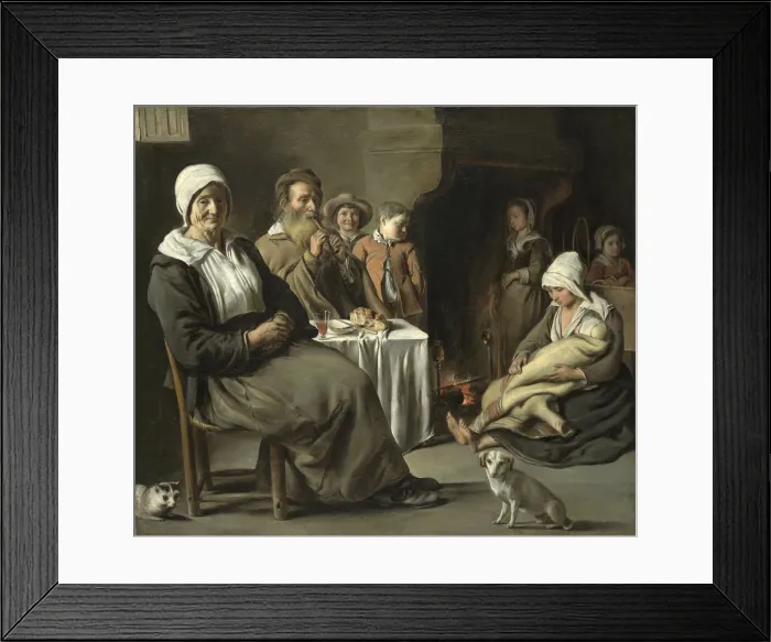 Framed Print : Peasant Interior with an Old Flute Player. Artist: Le Nain, Louis (1593-1648) Framed Print : Peasant Interior with an Old Flute Player. Artist: Le Nain, Louis (1593-1648)