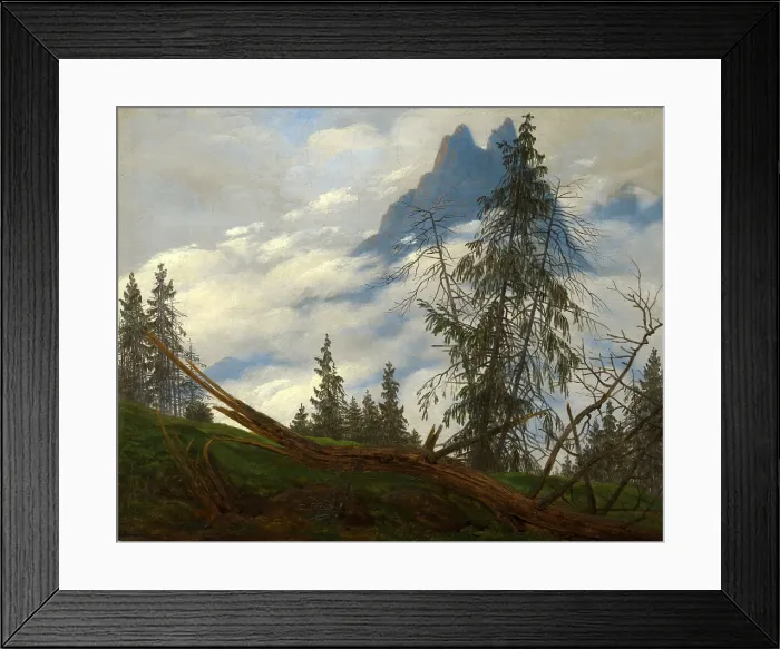 Framed Print : Mountain Peak with Drifting Clouds. Artist: Friedrich, Caspar David (1774-1840) Framed Print : Mountain Peak with Drifting Clouds. Artist: Friedrich, Caspar David (1774-1840)