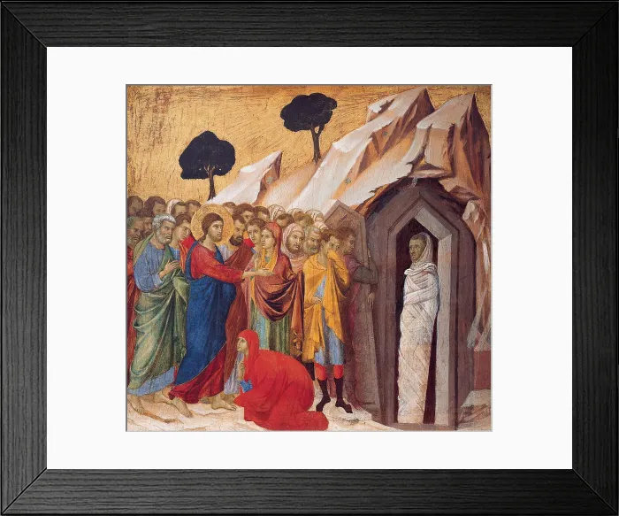 Framed Print : The Raising of Lazarus. Artist: Duccio di Buoninsegna (1260-1318) Framed Print : The Raising of Lazarus. Artist: Duccio di Buoninsegna (1260-1318)