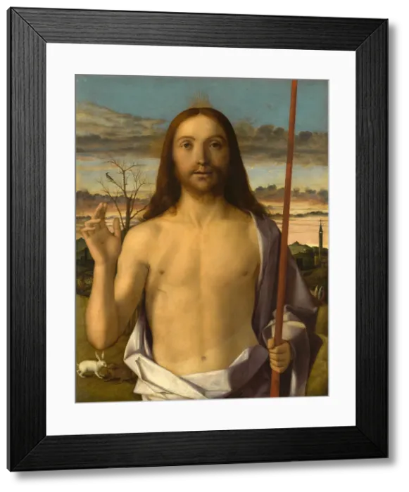 Framed Print : Christ Blessing. Artist: Bellini, Giovanni (1430-1516)