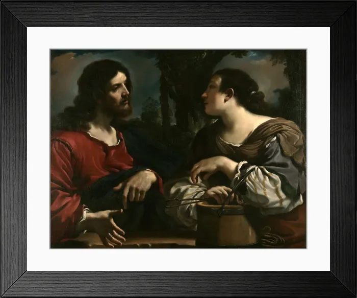 Framed Print : Christ and the Samaritan Woman at Jacobs Well. Artist: Guercino (1591-1666) Framed Print : Christ and the Samaritan Woman at Jacobs Well. Artist: Guercino (1591-1666)