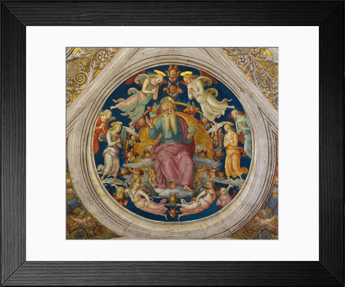 Framed Print : God the Father with Angels (From the Stanza dell incendio di Borgo). Artist: Perugino (ca. 1450-1523) Framed Print : God the Father with Angels (From the Stanza dell incendio di Borgo). Artist: Perugino (ca. 1450-1523)